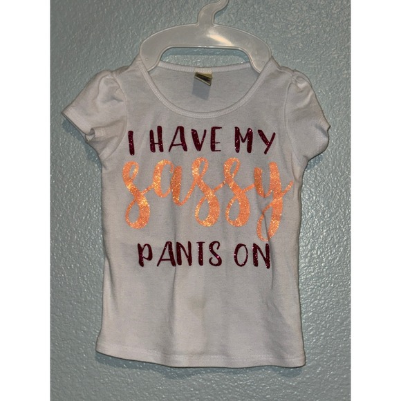 Kaiyo Infant 24M White Tee Shirt I Have My Sassy Pants On Sparkly Graphic - Picture 1 of 3